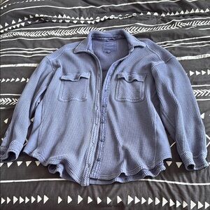 Aerie Waffle Knit Button-Up Shirt - Lavender